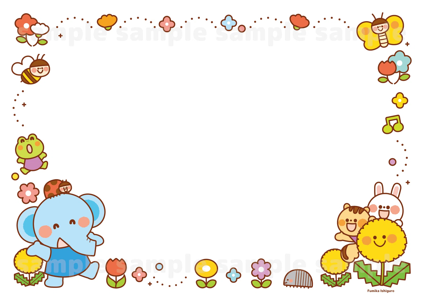April Poster Frame | Let's Play in the Flower Field｜イシグロフミカ