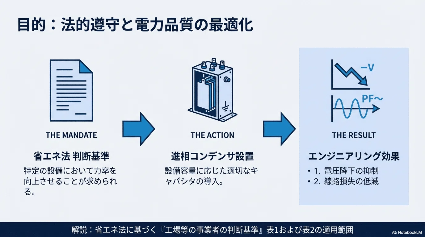工場設備における力率向上の実務ガイド：省エネ法に基づく技術解説と