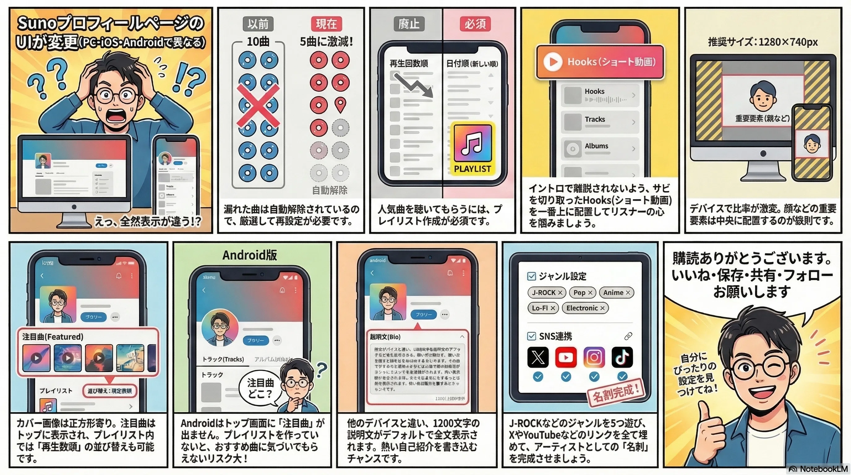 SunoプロフィールページのUIが変更(PC・iOS・Androidで異なる)｜(新潟