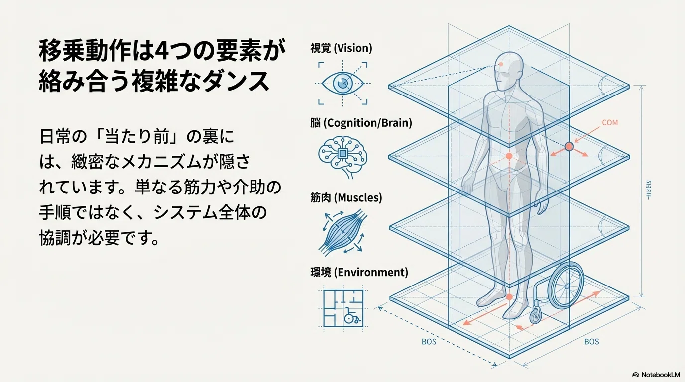 ただの移動」で終わらせない。移乗動作を劇的に変えるバイオメカニクス