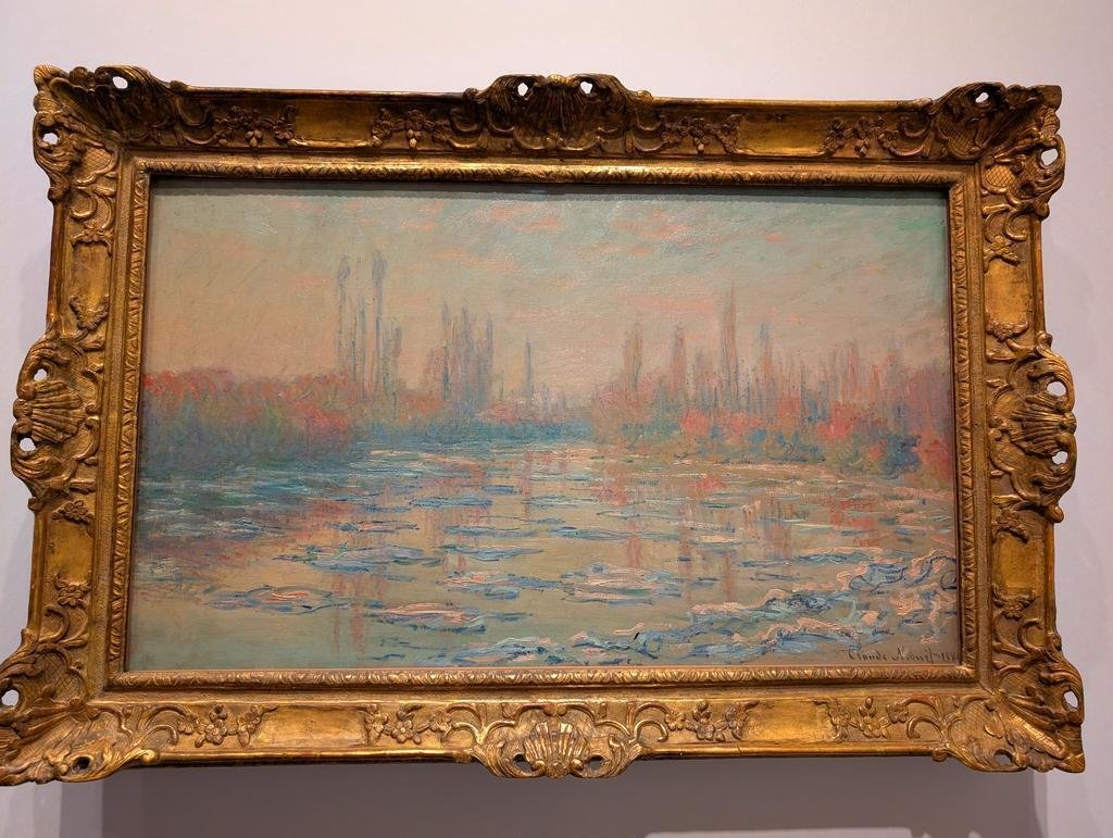 クロード・モネ　油絵　”Landscape ” 　変形サイズ　オルセー・ラベル付き よく借りれたね！？ オルセー美術館の傑作モネ大集合【クロード・モネ