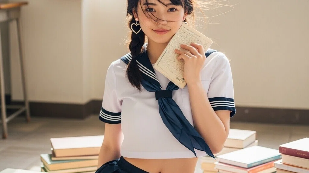女子高生<勉強>写真素材(12AJ)02