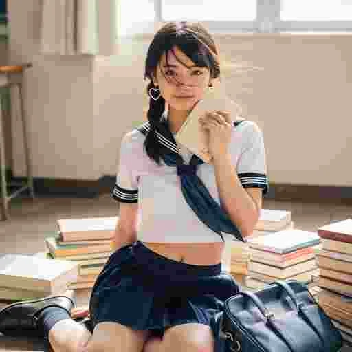 女子高生<勉強>写真素材(12AJ)サンプル01