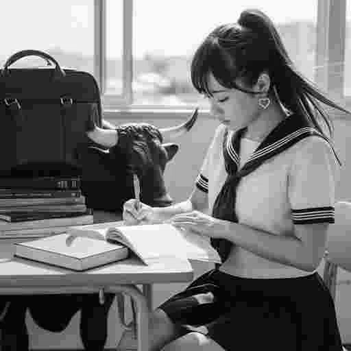 女子高生<勉強>写真素材(12AJ)サンプル09