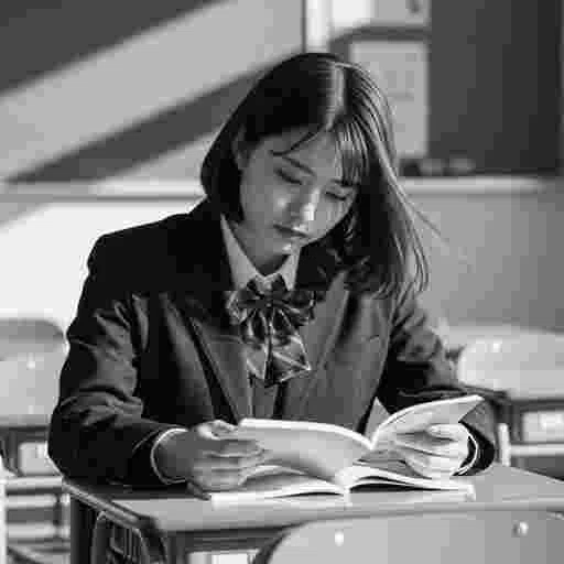 女子高生<勉強>写真素材(12AJ)サンプル036