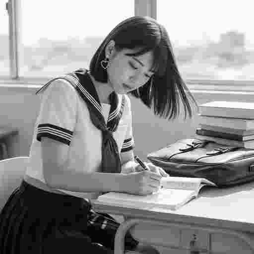 女子高生<勉強>写真素材(12AJ)サンプル013