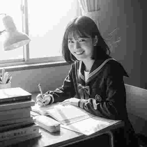 女子高生<勉強>写真素材(12AJ)サンプル028