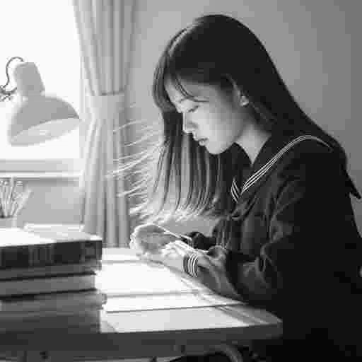 女子高生<勉強>写真素材(12AJ)サンプル027