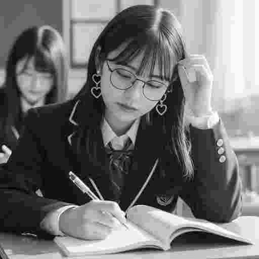女子高生<勉強>写真素材(12AJ)サンプル039