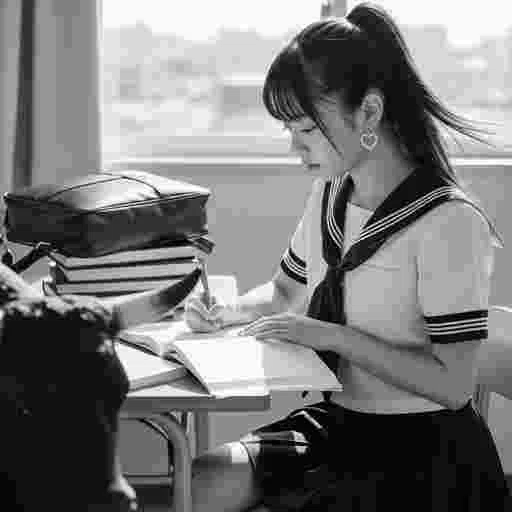 女子高生<勉強>写真素材(12AJ)サンプル010