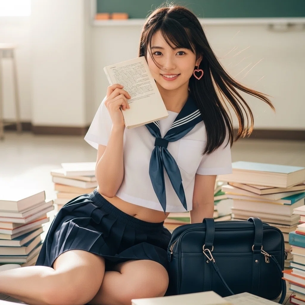 女子高生<勉強>写真素材(12AJ)/写真販売 AI画像 有料<40枚:350円>商用利用可01