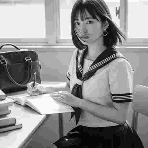 女子高生<勉強>写真素材(12AJ)/写真販売 AI画像 有料<40枚:350円>商用利用可(サンプル)014