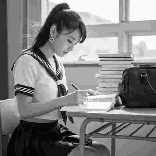 女子高生<勉強>写真素材(12AJ)/写真販売 AI画像 有料<40枚:350円>商用利用可(サンプル)011