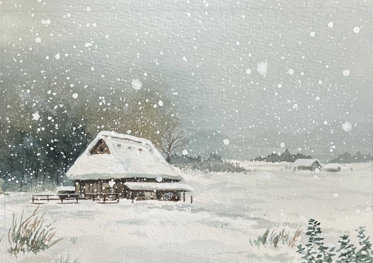 冬の雪景色 旧偕行社　水彩画 冬の雪景色 旧偕行社 水彩画 【公式通販】