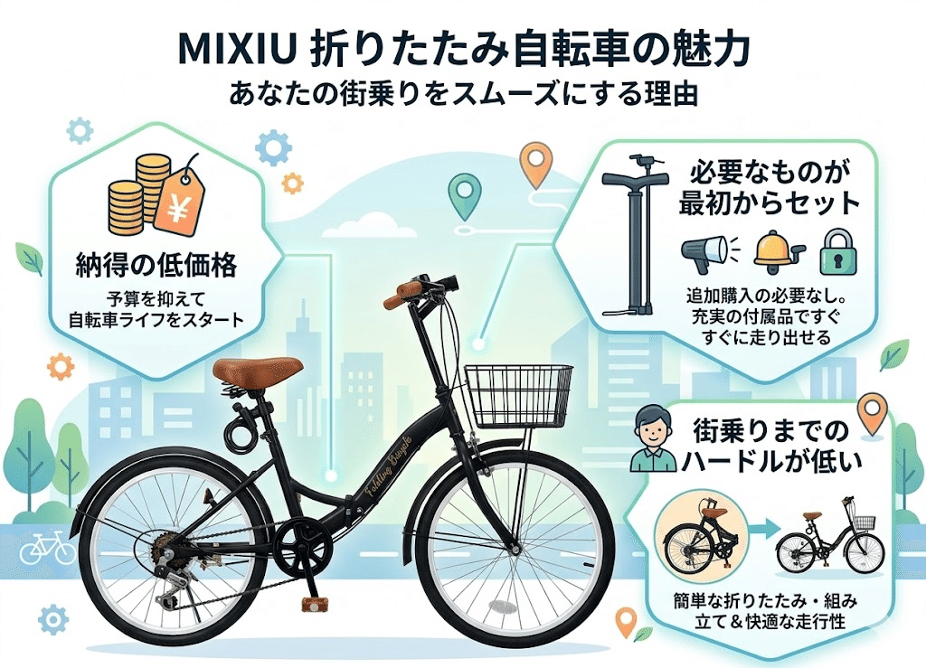 Amazonで人気のMixiu折りたたみ自転車をチェック/コスパ重視で選びたい