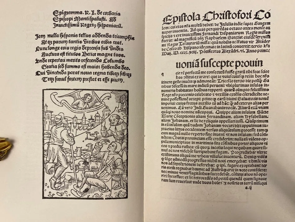 コロンブスの手紙」（1493年）のボドリアン図書館所蔵本の写真石版