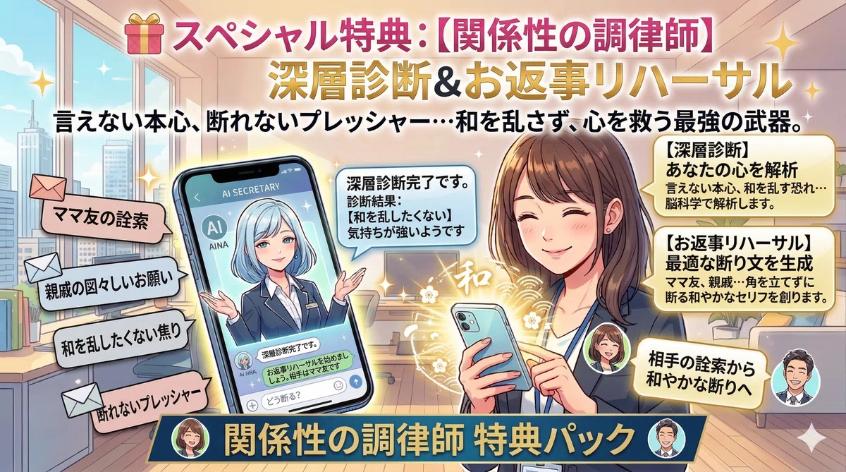 🎁 スペシャル特典:【関係性の調律師】深層診断&お返事リハーサル