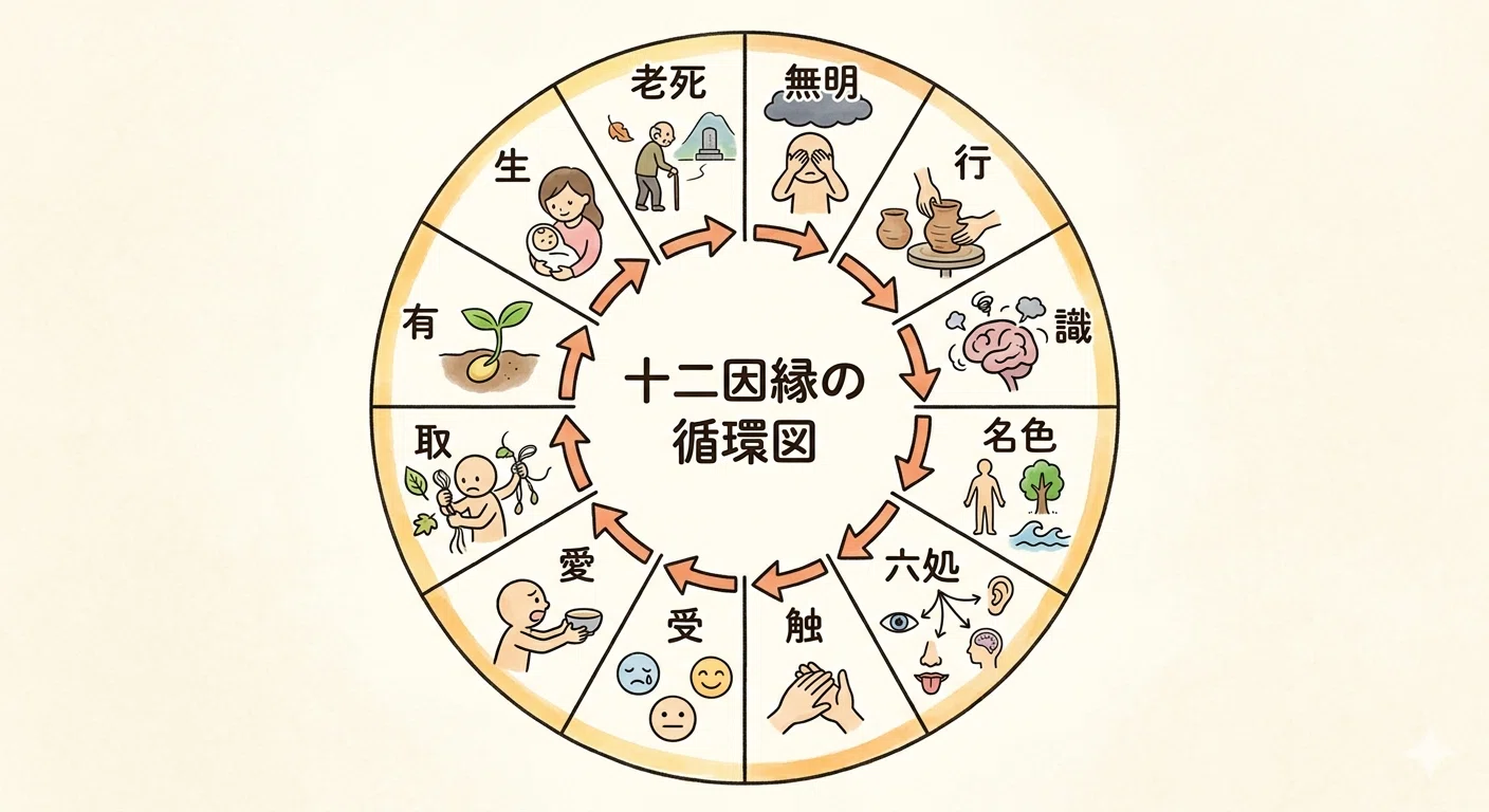 苦の構造理解 十二因縁（十二縁起）」：自己解釈「苦」からの脱却論