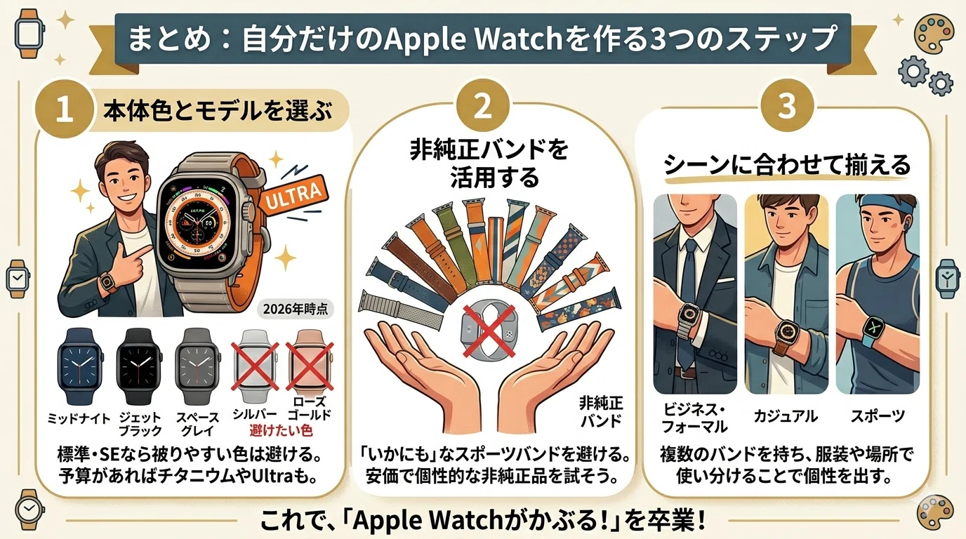 Apple Watchの差別化ガイド：被りにくい本体カラーと非純正バンド活用 