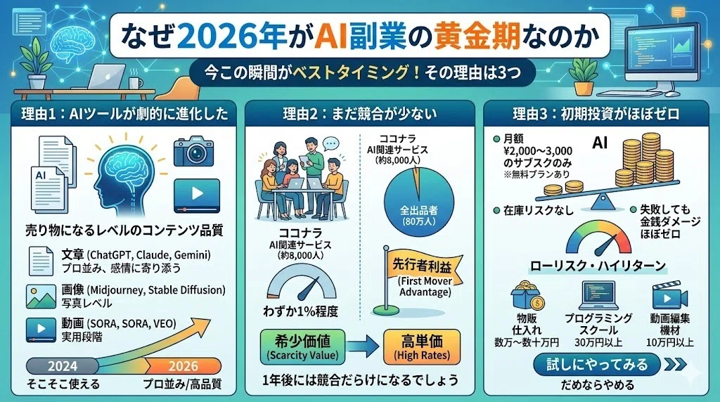 AI副業完全講座 ChatGPT副業30日ロードマップ AIで月5万円稼ぐ完全ロードマップ【2026年版】——知識ゼロから始める7