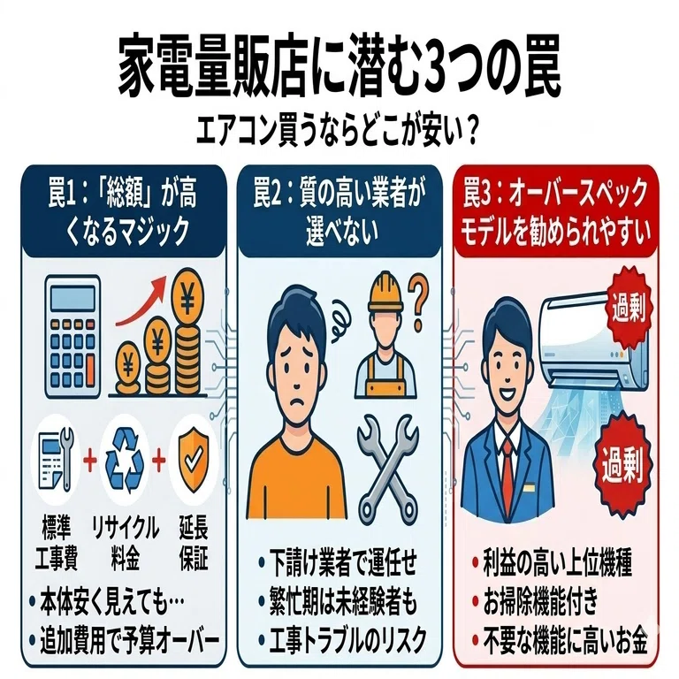 2026年版】エアコン買うならどこが安い？家電量販店の罠と最安で買う裏 