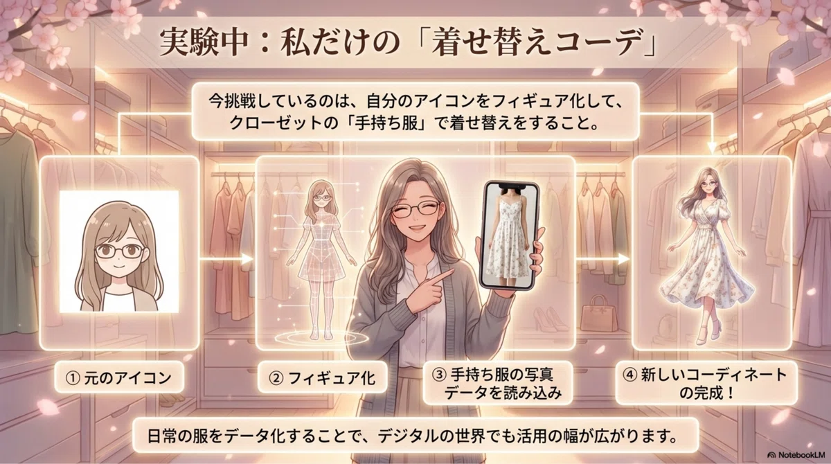 実験中の私だけの「着せ替えコーデ」マイクローゼットの服を取り込んで着せ替え