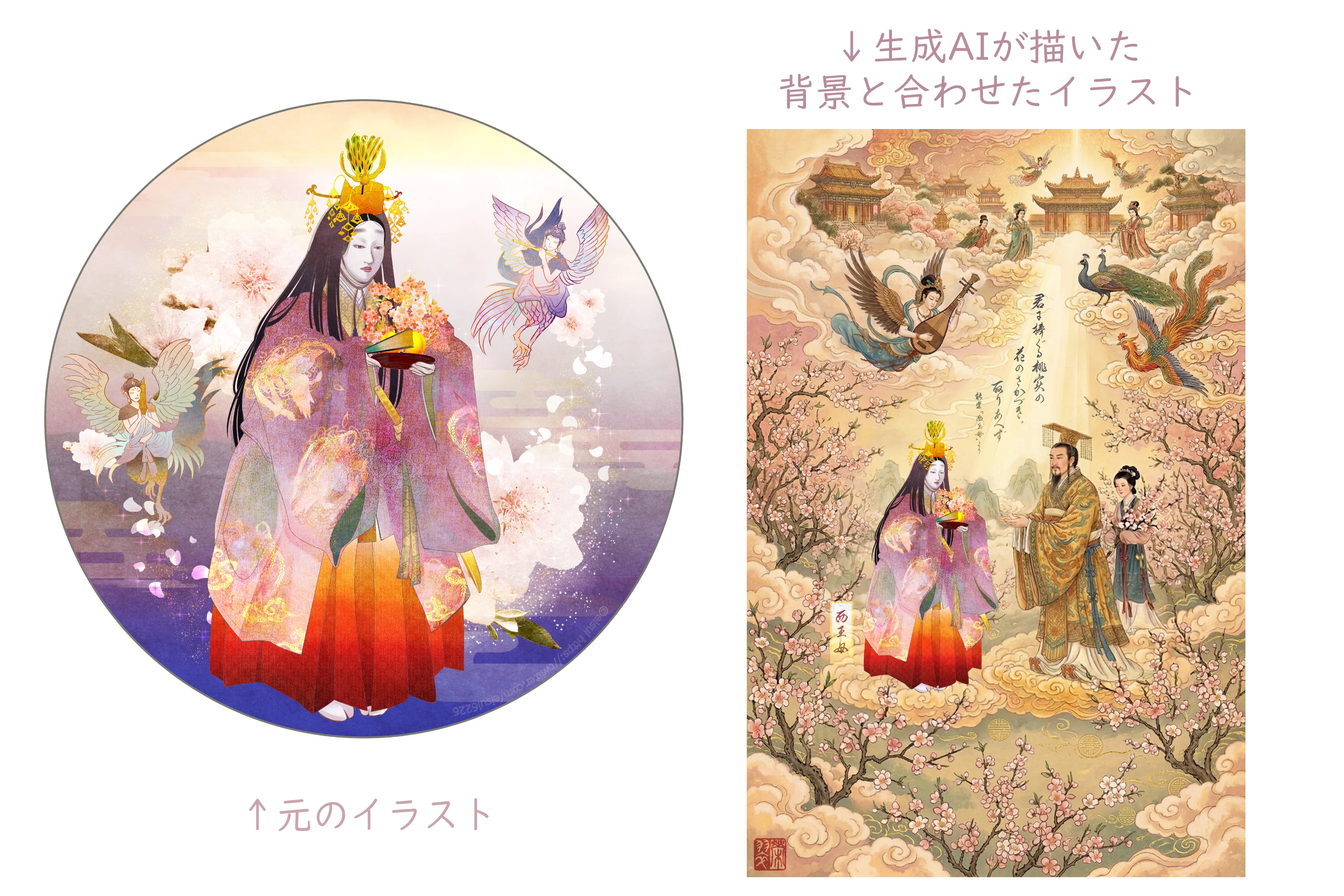 桃の花と吉祥の舞 能「西王母」｜Eisui( 栄翠 )