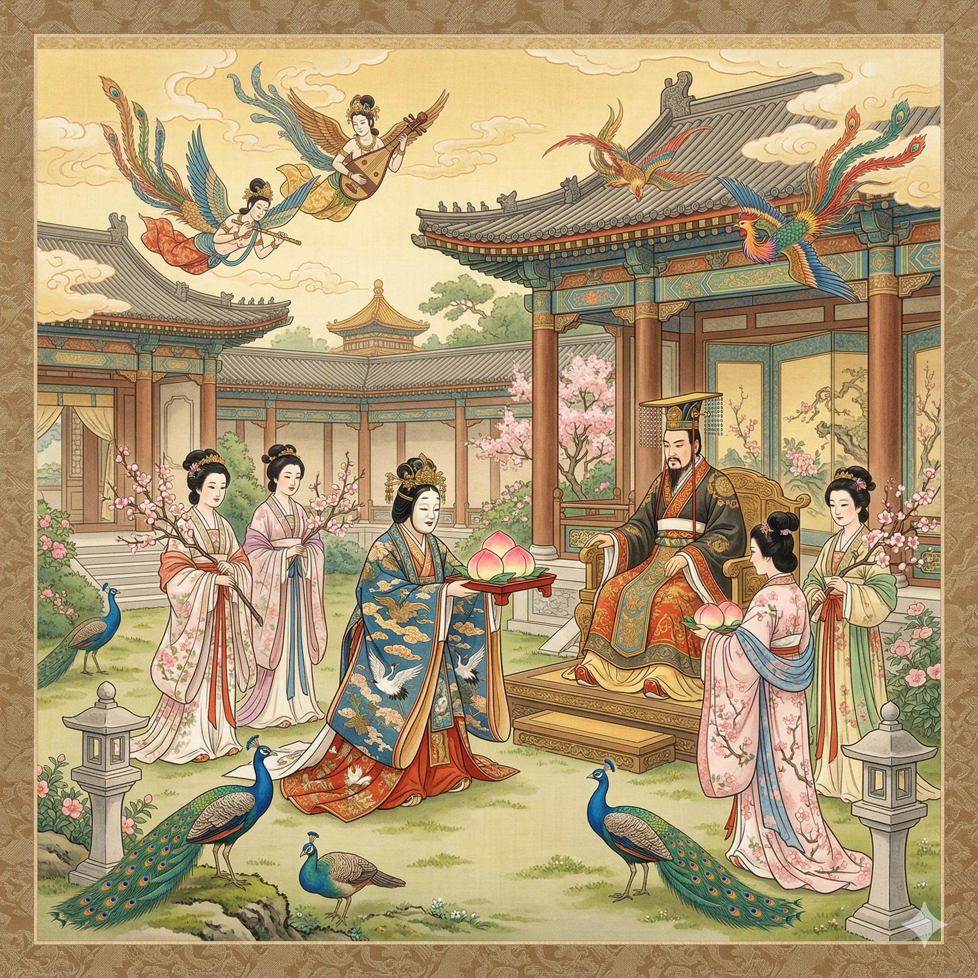 桃の花と吉祥の舞 能「西王母」｜Eisui( 栄翠 )