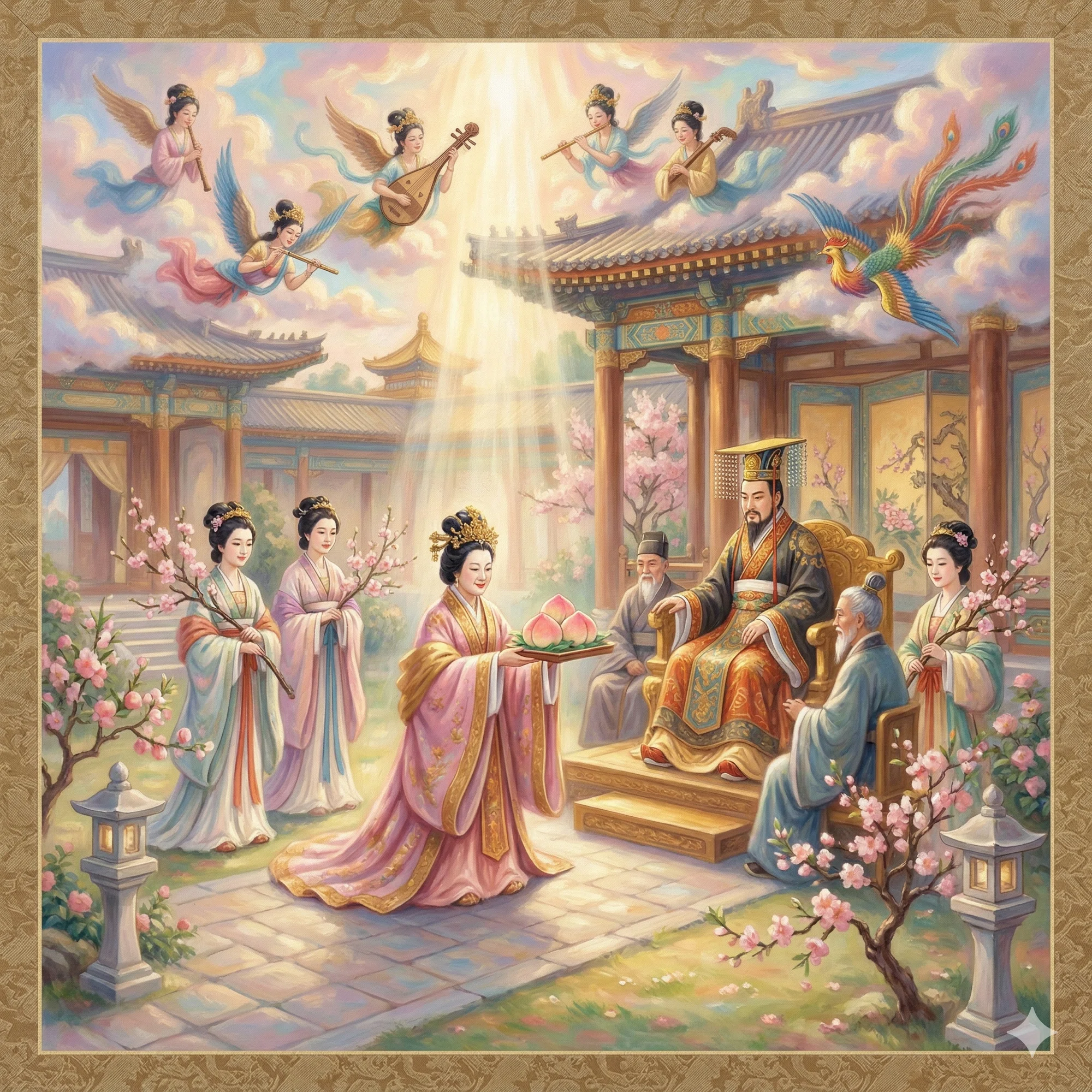 桃の花と吉祥の舞 能「西王母」｜Eisui( 栄翠 )