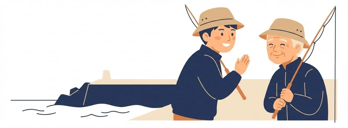 挨拶をする釣り人