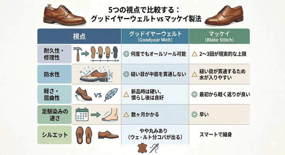 グッドイヤーウェルト vs マッケイ製法｜革靴マニアが本音で解説する