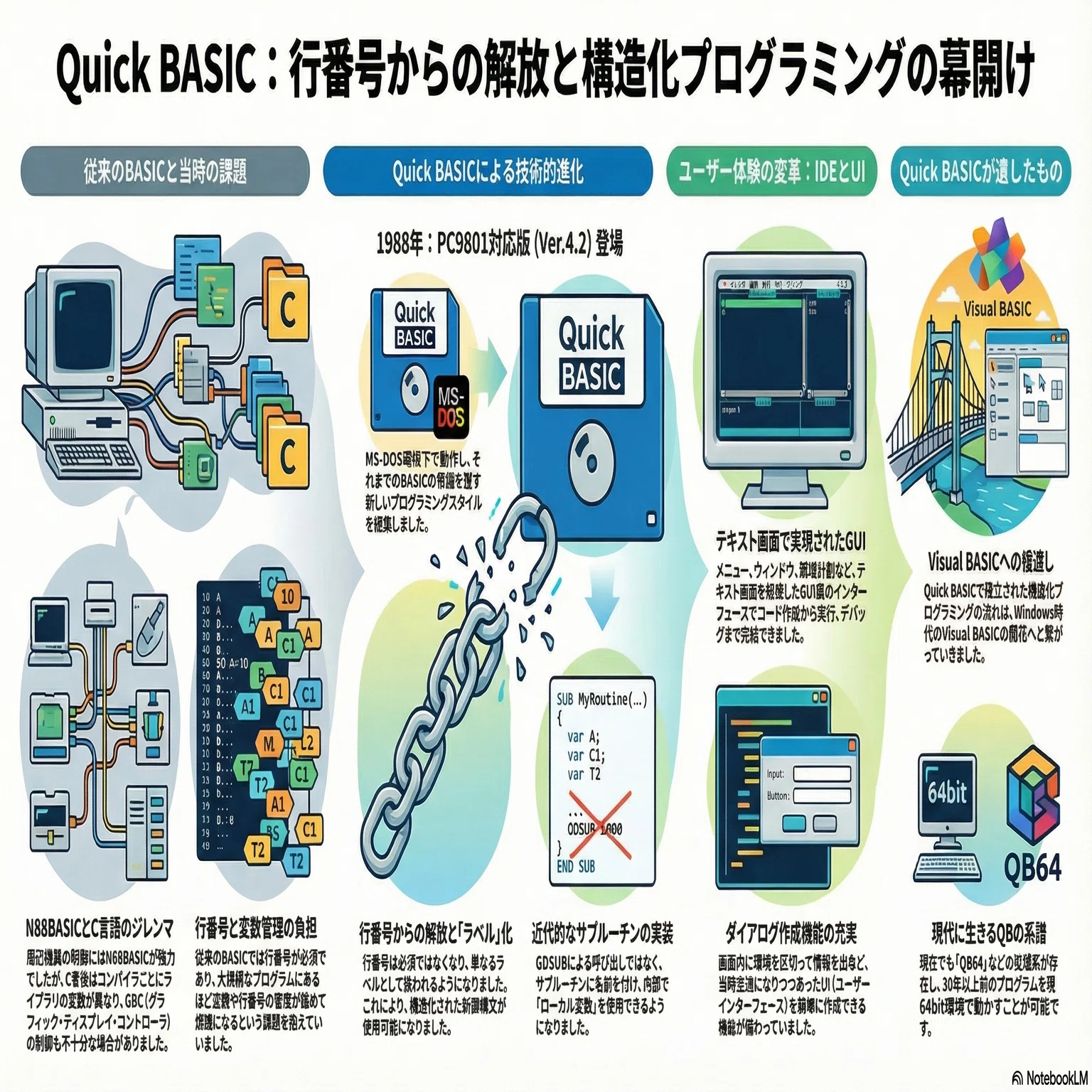 Quick BASIC - テキスト画面でGUIを作れた構造化BASIC｜kzn