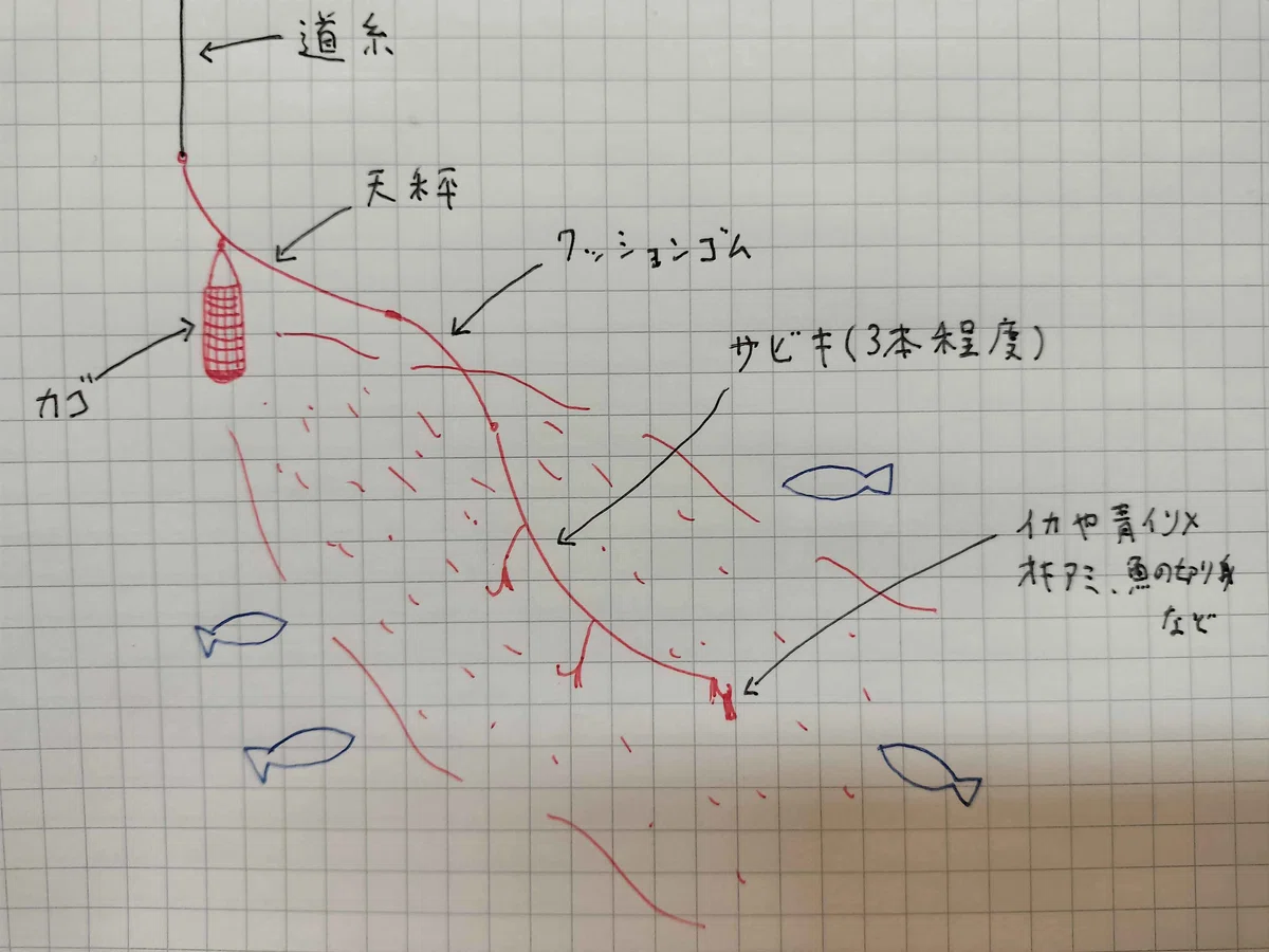 吹き流しサビキ イメージ図