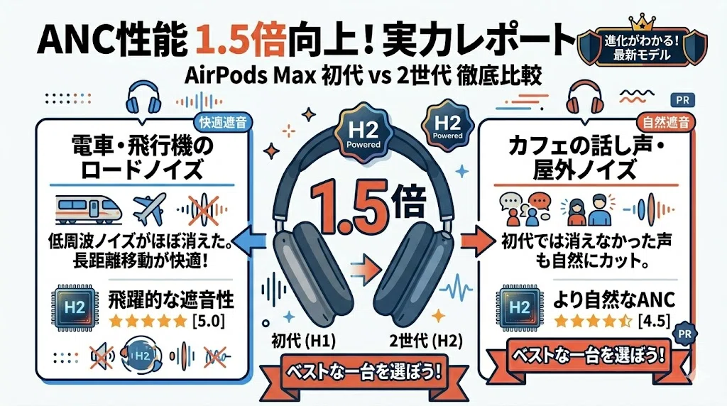 AirPods Max 2レビュー！初代と第2世代の違いやスペックを徹底比較