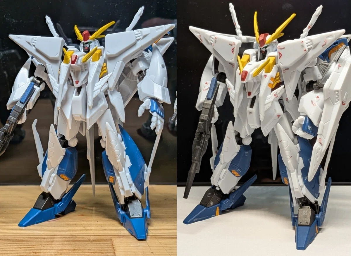 【Gフレーム】ガンダムよりどりセット【一部部分塗装】 GフレームのΞガンダムに100均のステッカーを貼る｜せみかめ