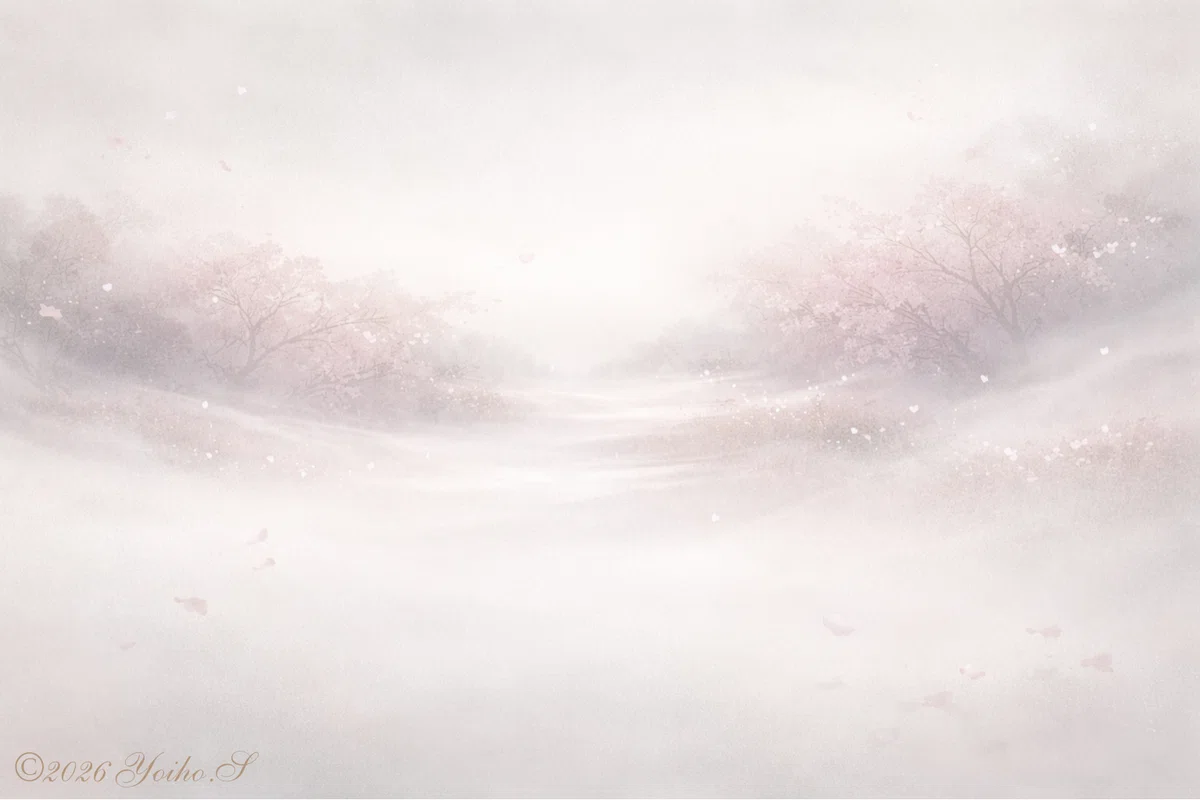 薄墨の桜の風景