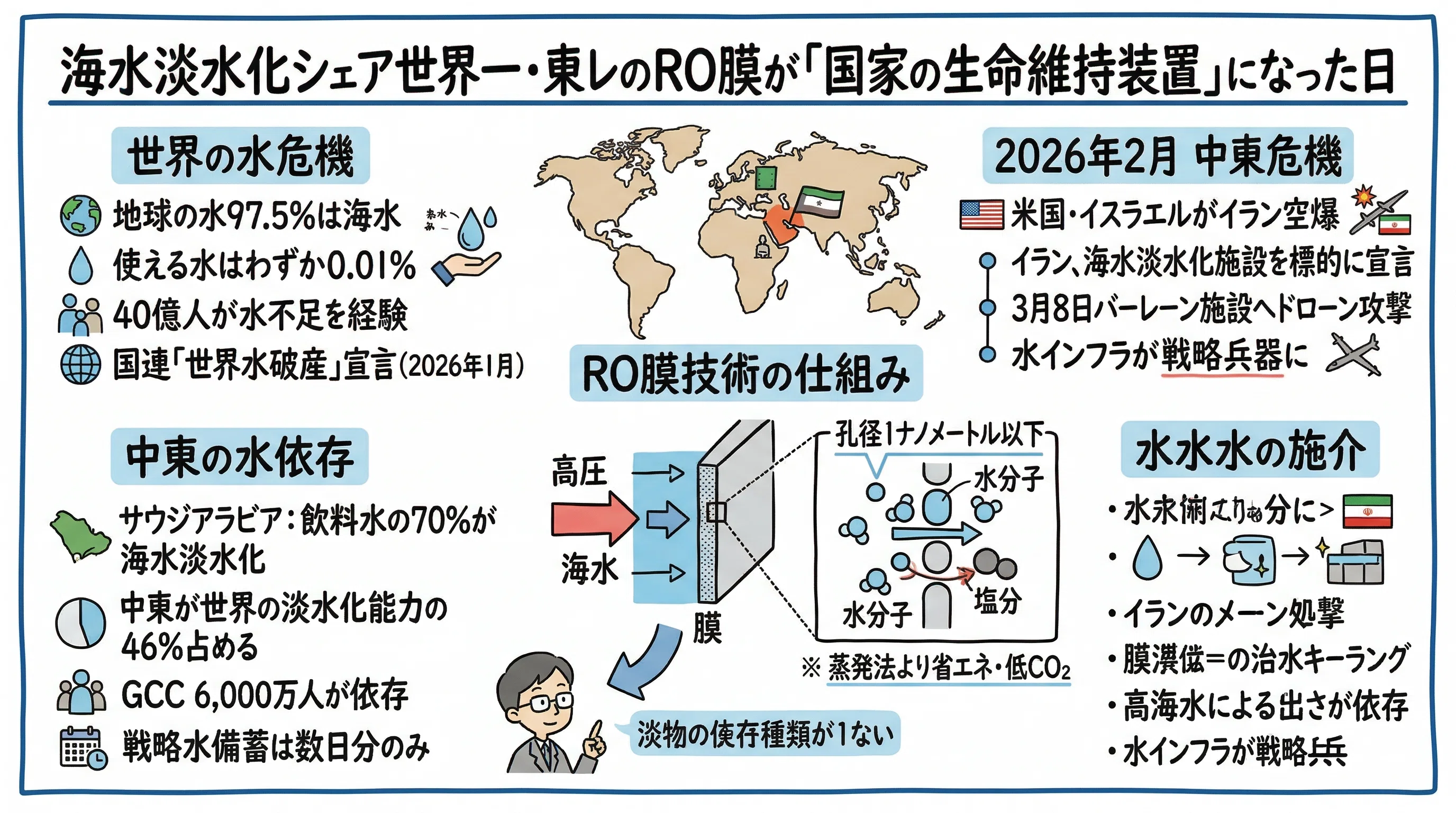 地球の水の99.99%は飲めない。「水インフラ」の重要性。日本企業が握る