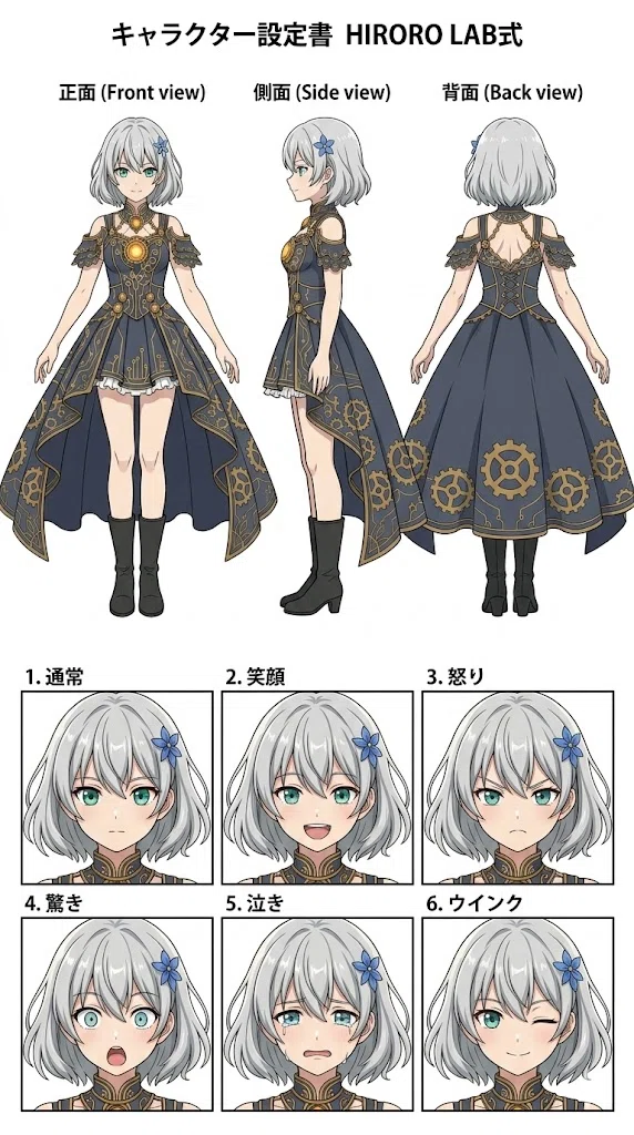 Nano Banana 2専用】画像1枚から完璧なキャラ設定図を作る！「HIRORO