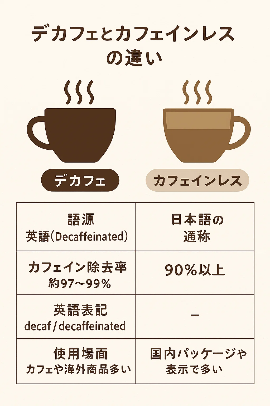 デカフェ カフェ イン レス 違い