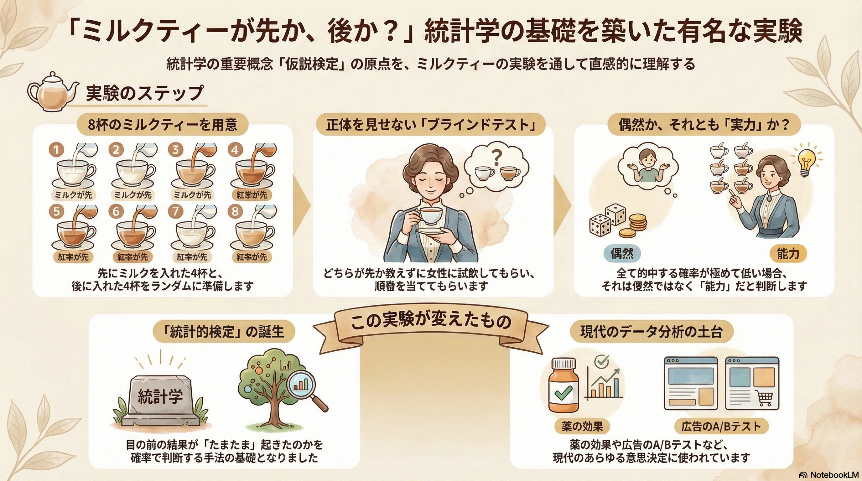 統計学で有名な「フィッシャーのミルクティー判別実験」をやってみたら 