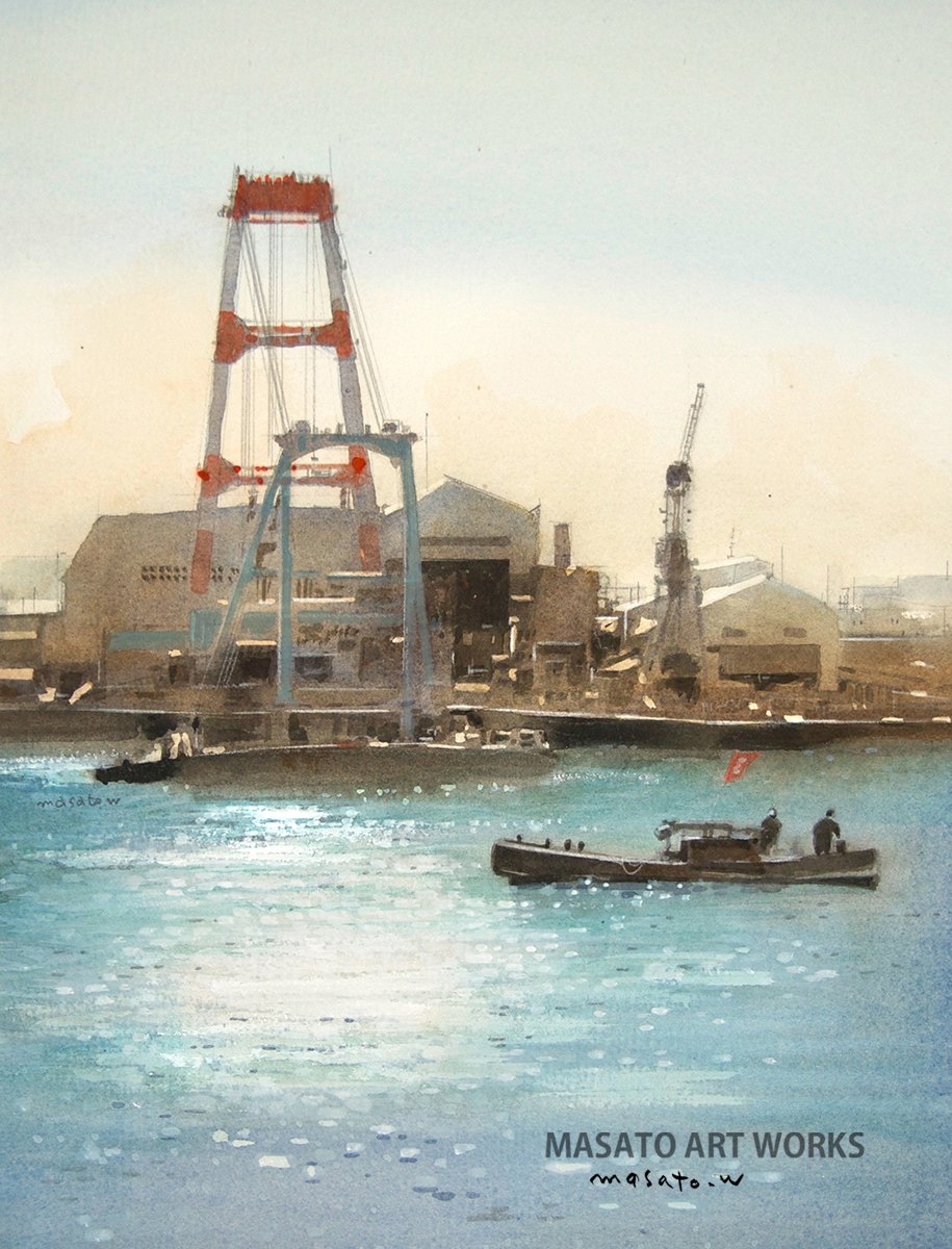 水彩画への道のり10:海、港、船の題材を手探りで描き始める】｜MASATO