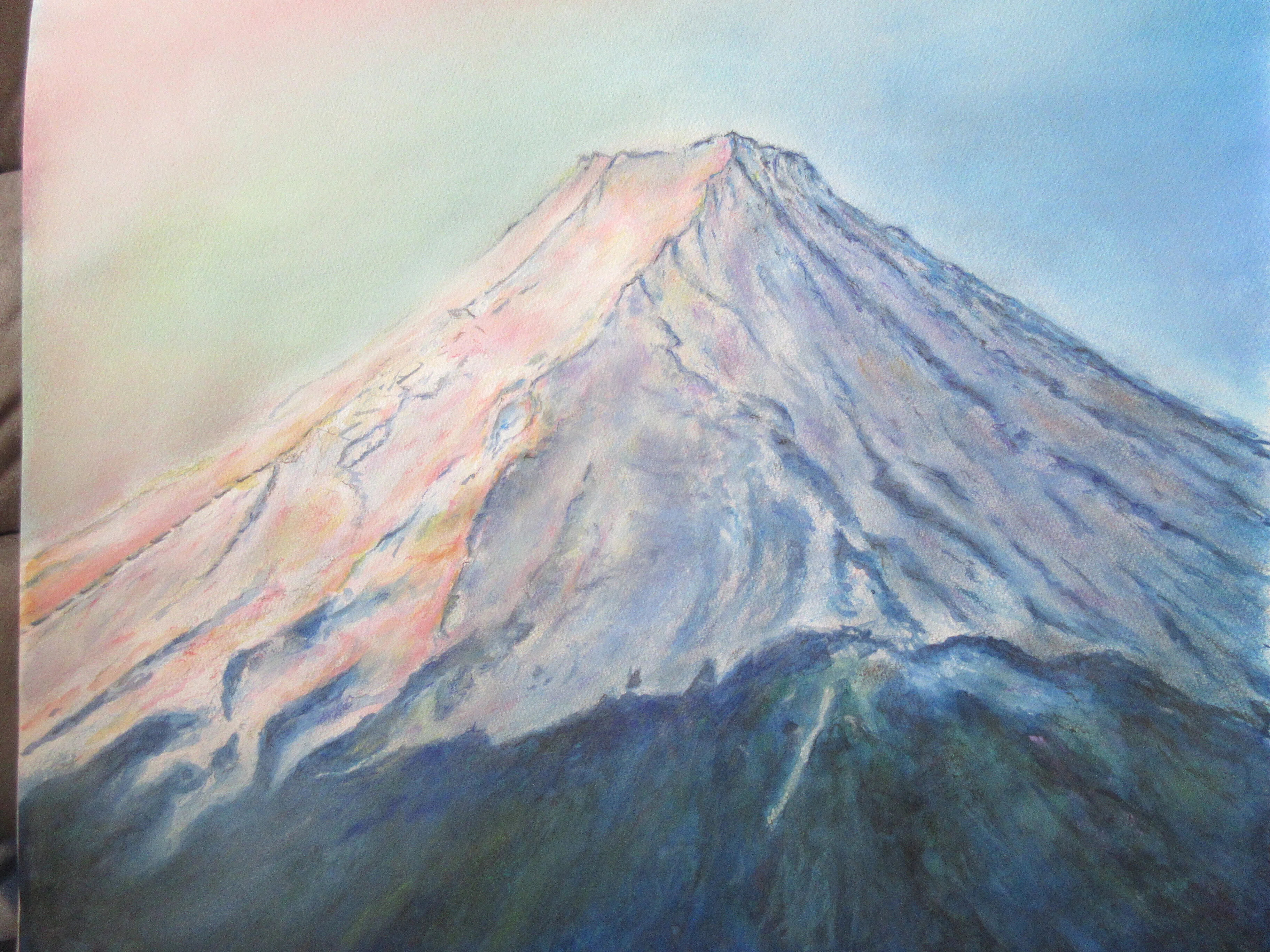 おまとめ購入でSOLD OUT】富士山の朝焼け☆花畑から アクリル画 #57