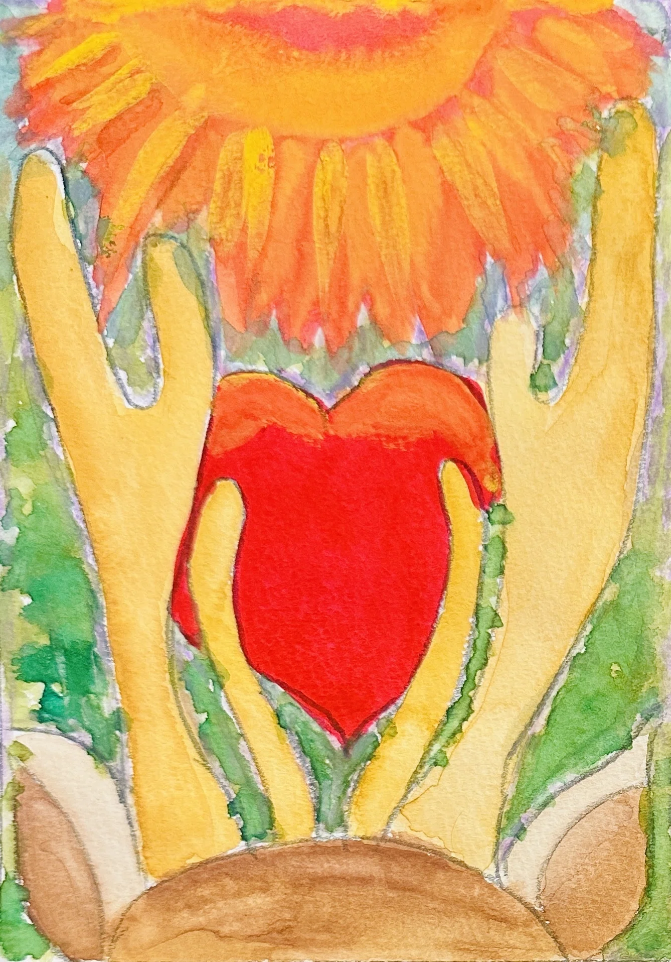 絵　「幸せは赤い色をしている」 おはよー。本日の絵 「森のピアニスト」 pencil, colored pencil