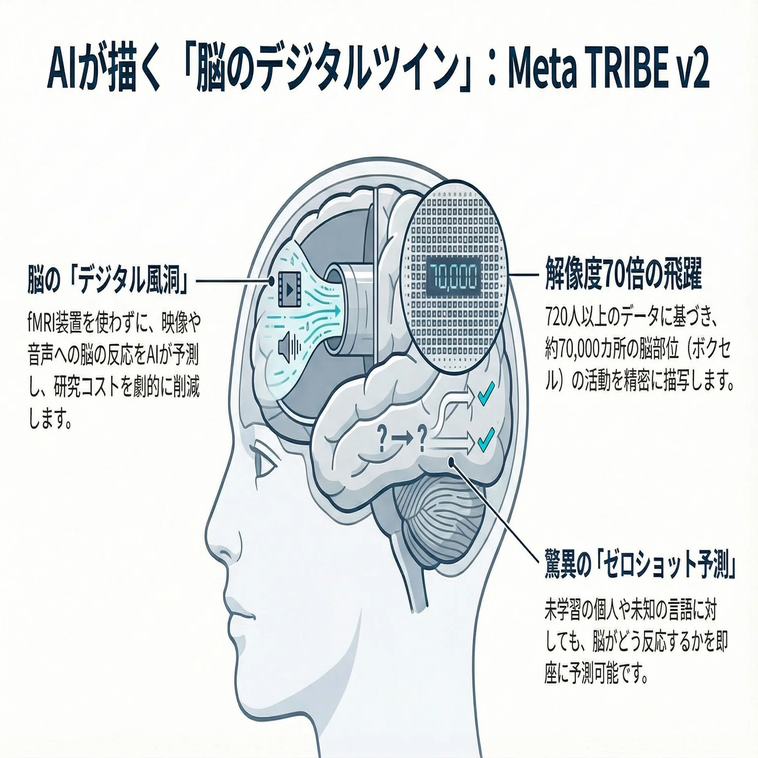 AIが「脳のデジタルツイン」をつくった──Meta TRIBE v2が拓くイン