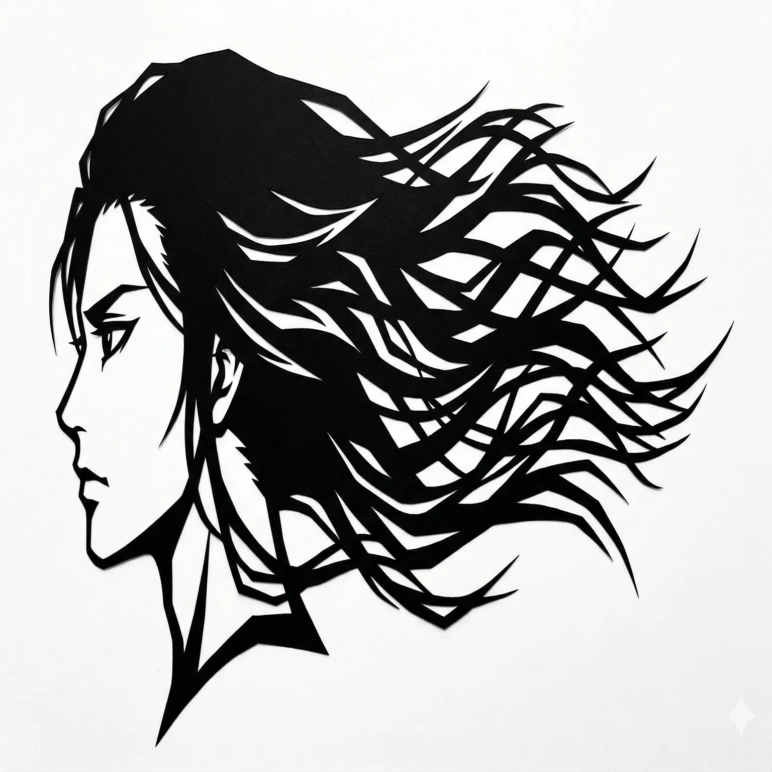 作品】 モノクロ切り絵風で描くAIイラスト｜rin39