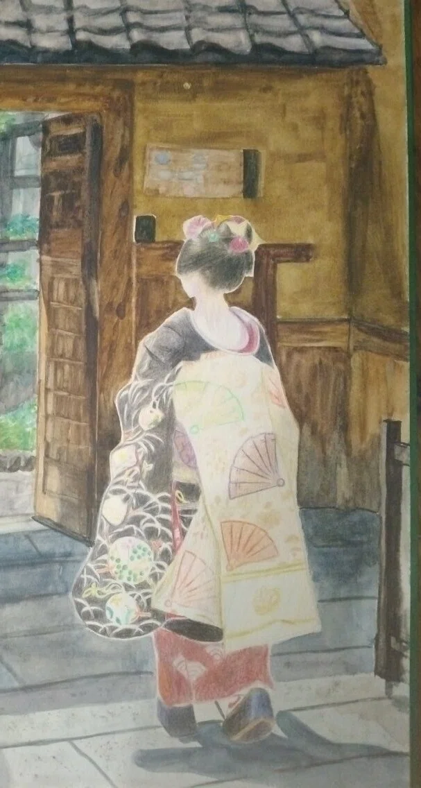 色鉛筆画🖼「京都、舞妓」～華やかさの後ろ側で～ |時々、絵描き#03