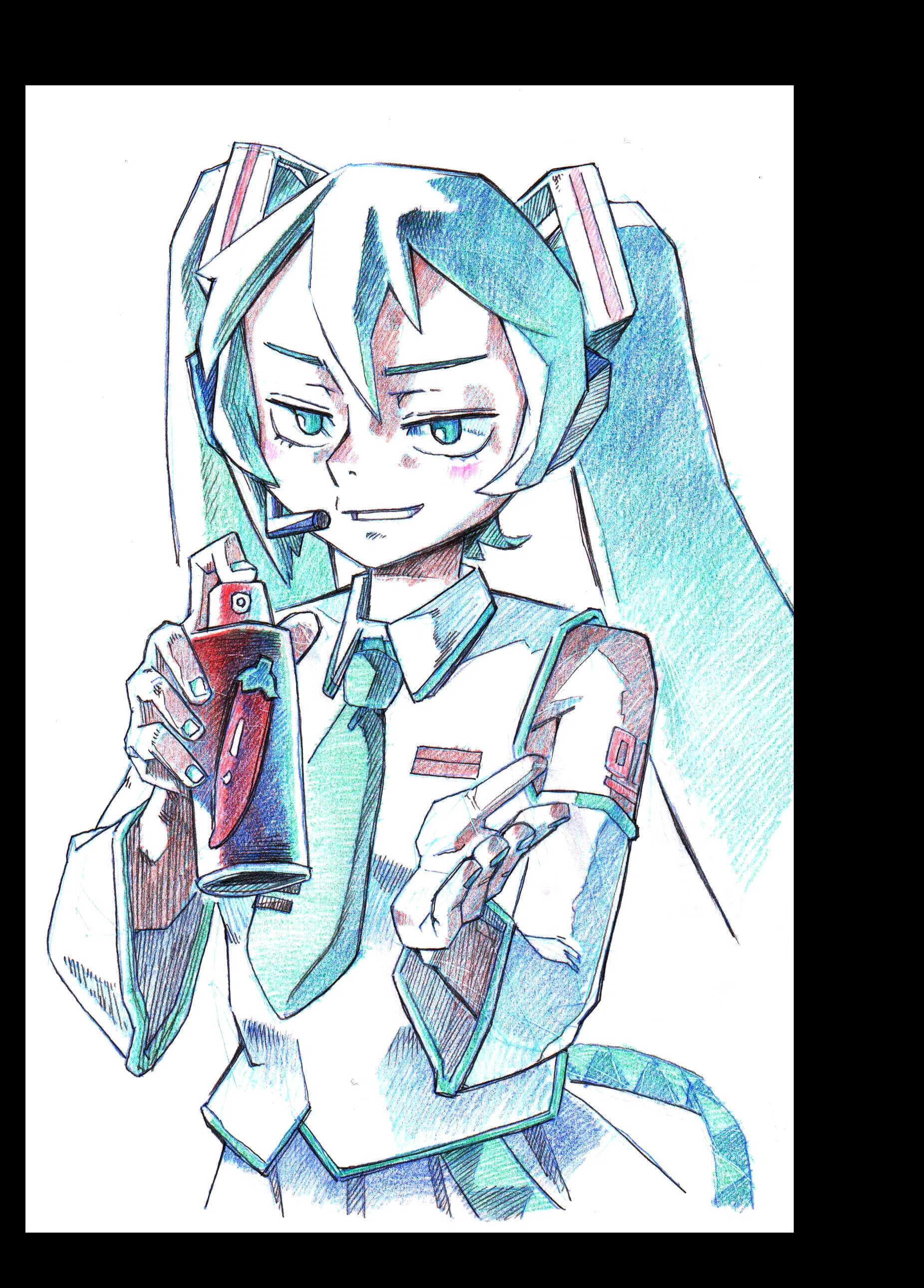 初音ミクをアナログで描く｜『アウトプットだよ。』KSS-nikomin