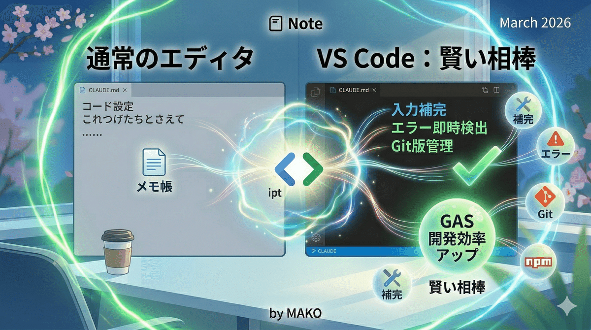 エディタと相棒を揃えろ！VS Code導入 & claspをGoogleにつなぐ【環境構築②】｜MAKO