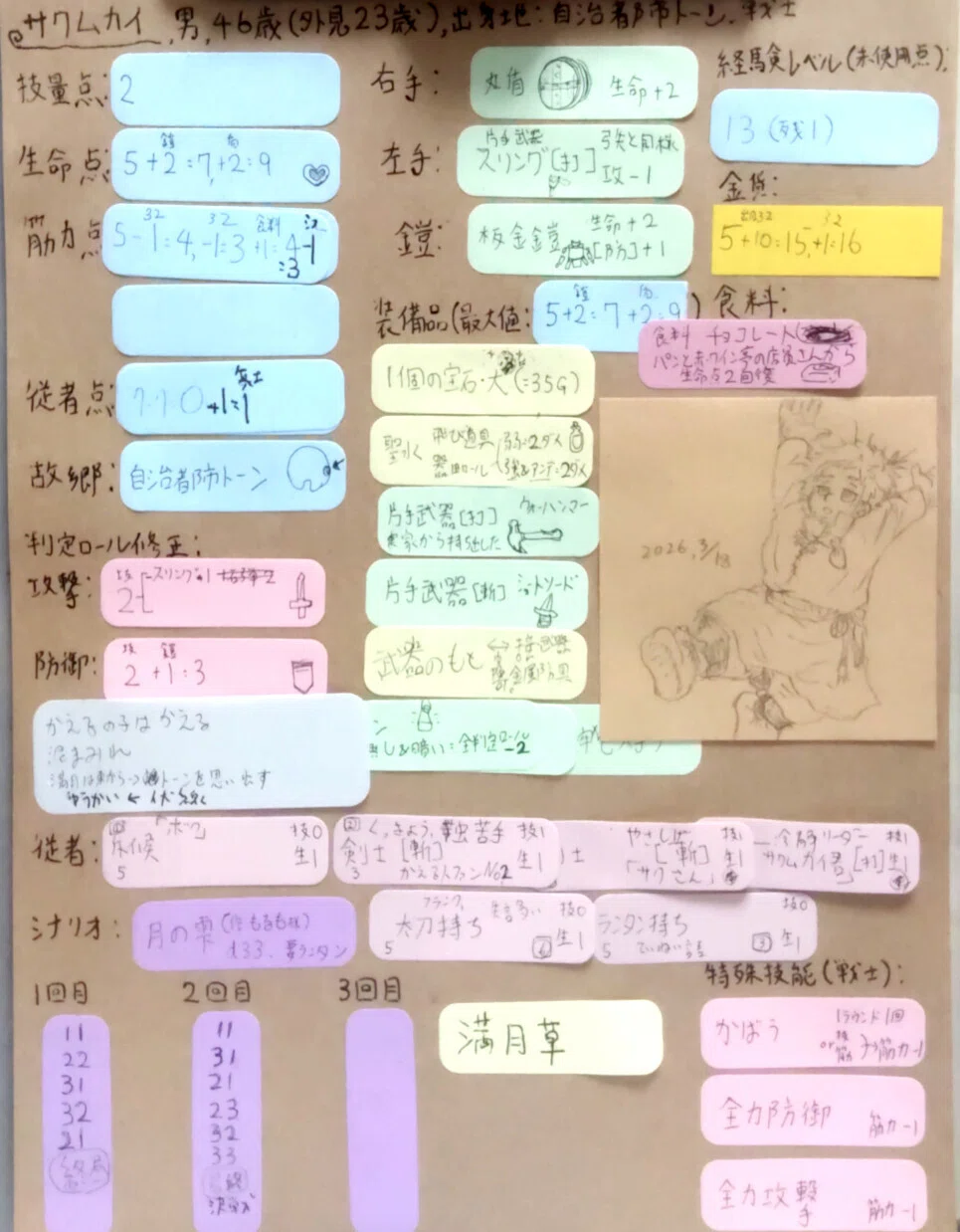 サクムカイ冒険記録紙