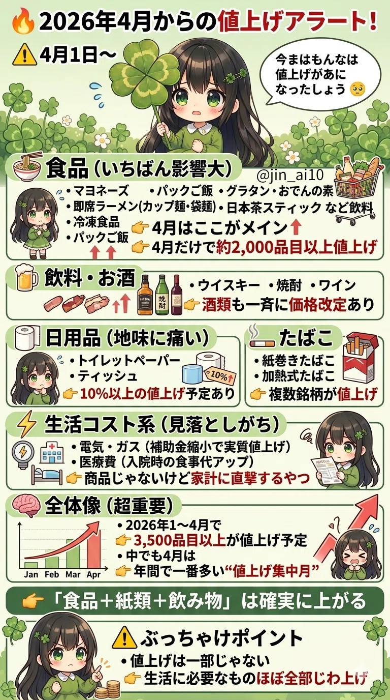 4月から値上げ！？何が上がるの？｜あいChan【3児ママ】
